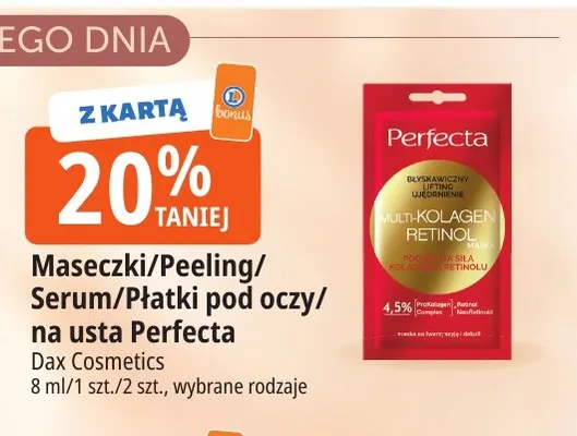 Maseczki, peeling, serum, płatki pod oczy, na usta Perfecta promocja w Leclerc