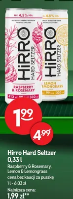 Hard Seltzer Hirro Lemon & Lemongrass promocja w Żabka