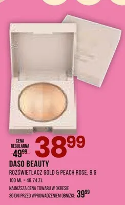 Rozświetlacz Gold & Peach Rose DASO BEAUTY promocja w Drogerie Natura