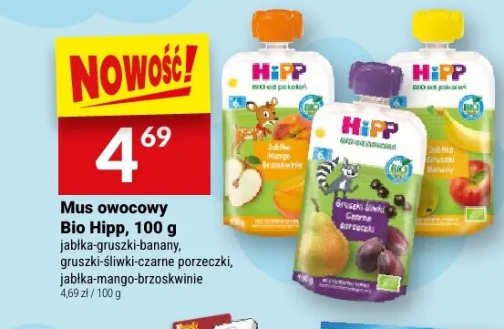 Mus owocowy jabłka-mango-brzoskwinie HiPP promocja w Twój Market