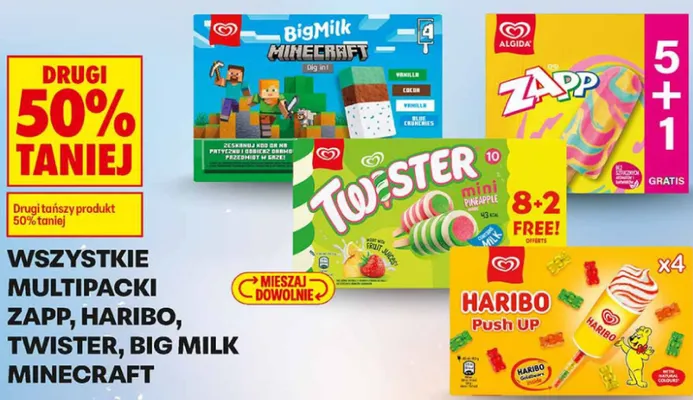 Lody Big Milk Minecraft 4-pak promocja w Biedronka