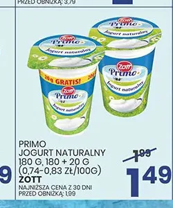 Jogurt naturalny Primo 180 g promocja w Wafelek