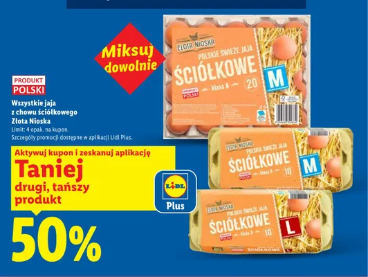 Jaja z chowu ściółkowego Złota Nioska klasa A rozmiar L promocja w Lidl