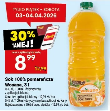 Sok 100% pomarańcza promocja w Twój Market