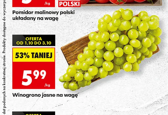 Winogrona jasne promocja w Biedronka