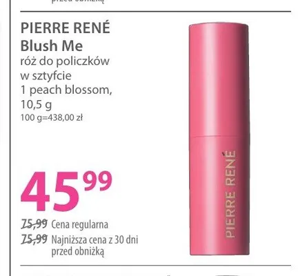 Róż do policzków w sztyfcie 1 peach blossom PIERRE RENÉ Blush Me promocja w Hebe