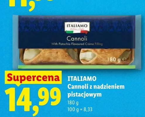 Cannoli z nadzieniem pistacjowym Italiamo promocja w Lidl