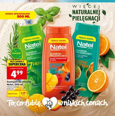 Szampon do włosów Natei Naturals Every Day Fresh promocja w Biedronka