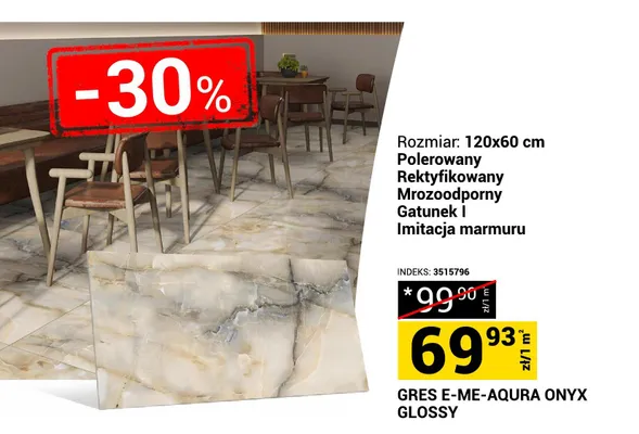 Gres polerowany E-Me-Aqura Onyx Glossy promocja w Merkury Market