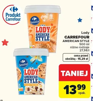 Lody american style różne rodzaje promocja w Carrefour