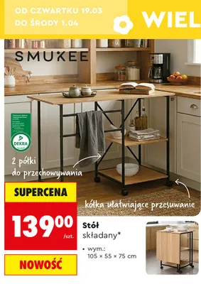 Stół składany 105x55x75 cm promocja w Biedronka