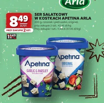 Ser sałatkowy w kostkach Apetina original Arla promocja w Stokrotka