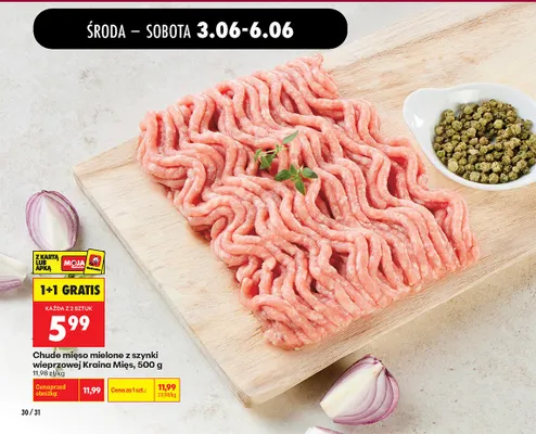 Chude mięso mielone z szynki wieprzowej Kraina Mięs promocja w Biedronka