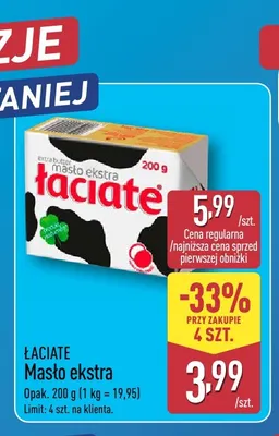 Masło ekstra Łaciate promocja w Aldi