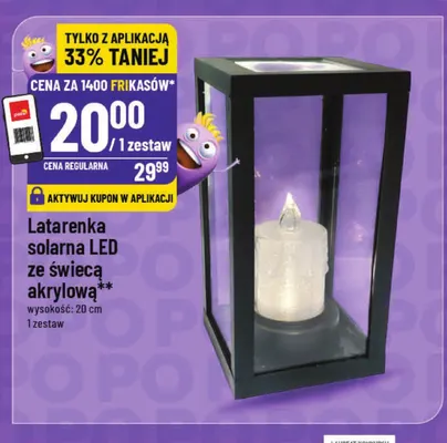 Latarenka solarna LED ze świecą akrylową promocja w POLOmarket