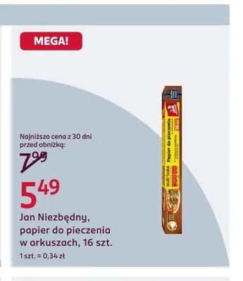 Papier do pieczenia w arkuszach Jan Niezbędny promocja w Rossmann