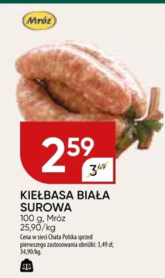 Kiełbasa biała surowa promocja w Chata Polska