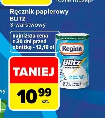 Ręcznik papierowy Blitz 3-warstwowy Regina promocja w Carrefour