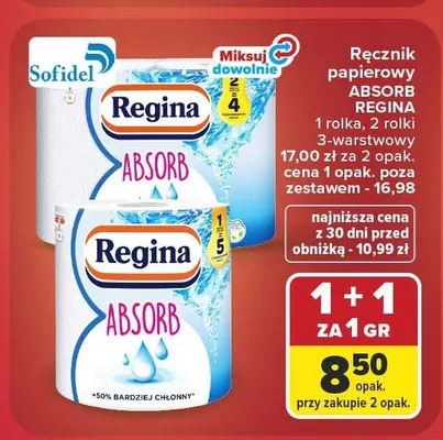 Ręcznik papierowy Regina Absorb 2 rolki promocja w Carrefour