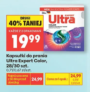 Kapsułki do prania Ultra Expert Color 28szt. promocja w Biedronka
