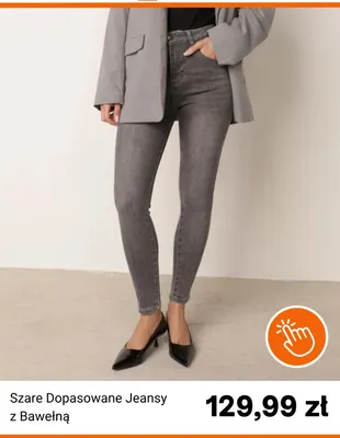 Szare dopasowane jeansy z bawełną Born2be promocja w Born2be
