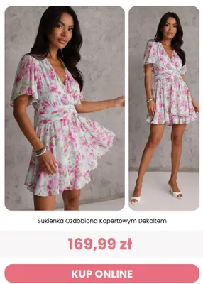 Sukienka ozdobiona kopertowym dekoltem Renee promocja w Renee