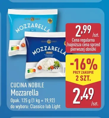 Ser mozzarella Light Cucina Nobile promocja w Aldi