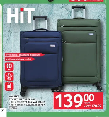 Walizka tekstylna Osaka 66 l promocja w Selgros