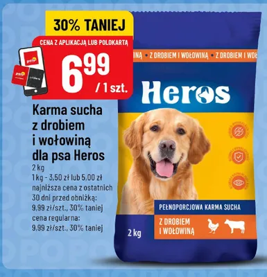 Karma sucha dla psa z drobiem i wołowiną Heros promocja w POLOmarket