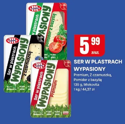 Ser w plastrach wypasiony premium, z czarnuszką, pomidor z bazylią promocja w Chorten