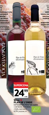 Wino czerwone Plan de l'Onde Coteaux du Pont du Gard wytrawne promocja w Intermarche