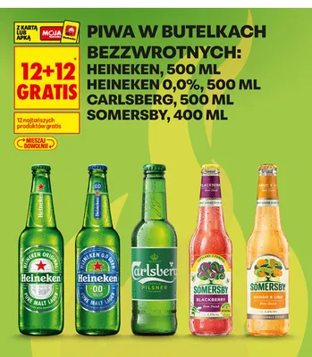 Piwo w butelkach zwrotnych 12+12 GRATIS promocja w Biedronka