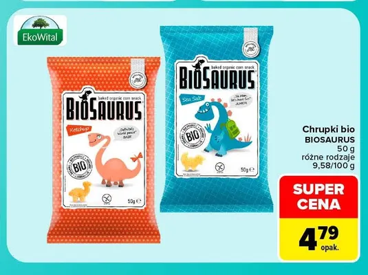 Chrupki bio Biosaurus ketchup promocja w Carrefour Market