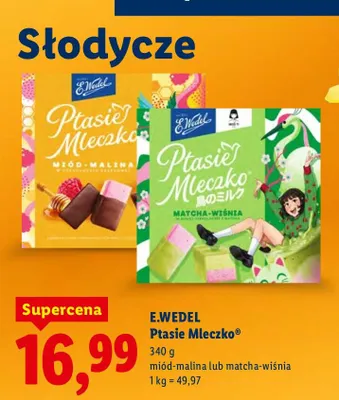 Ptasie mleczko miód-malina lub matcha-wiśnia promocja w Lidl