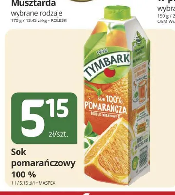 Sok pomarańczowy Tymbark 100% promocja w Marketvita