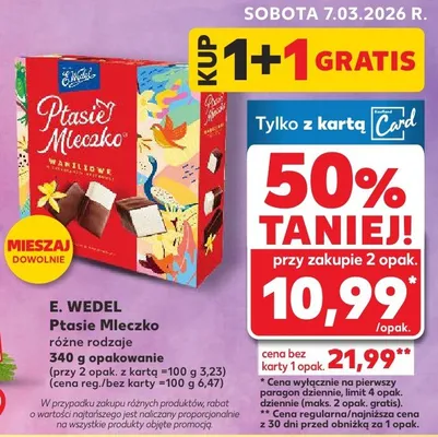 Ptasie mleczko różne rodzaje opakowanie promocja w Kaufland