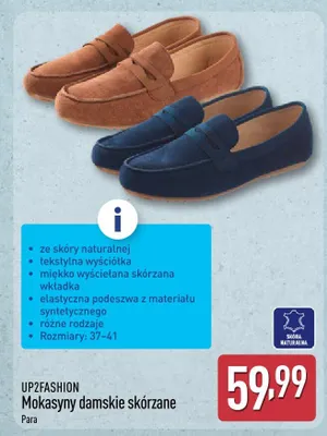 Mokasyny damskie skórzane promocja w Aldi