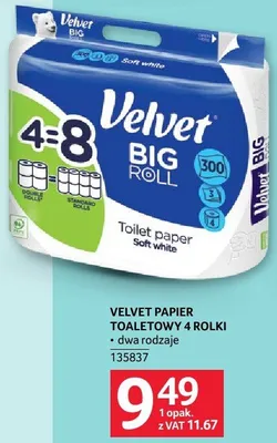 Papier toaletowy Velvet 4 rolki promocja w Selgros