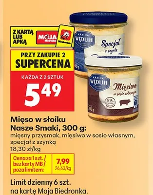 Mięso w słoiku Nasze Smaki specjał z szynką promocja w Biedronka