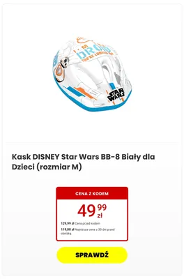 Kask rowerowy Disney Star Wars BB-8 Biały dla Dzieci promocja w Media Expert