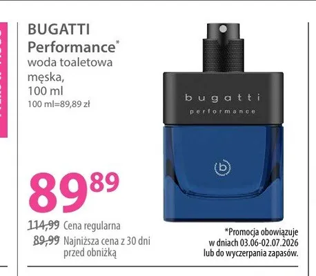 Woda toaletowa męska Bugatti Performance promocja w Hebe