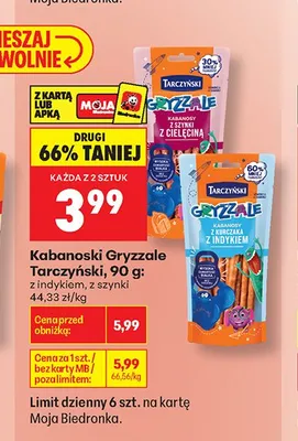 Kabanoski Gryzzale z szynki Tarczyński promocja w Biedronka