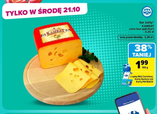 Ser żółty Kamrat promocja w Carrefour Market