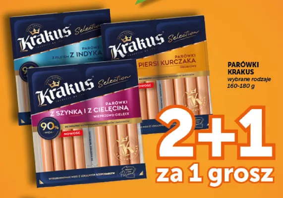 Parówki z szynką i z cielęciną Krakus promocja w Euro Sklep