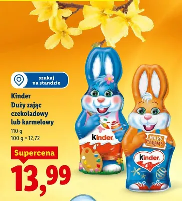 Duży zając czekoladowy lub karmelowy promocja w Lidl