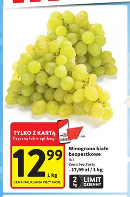 Winogrono białe bezpestkowe luz promocja w Intermarche