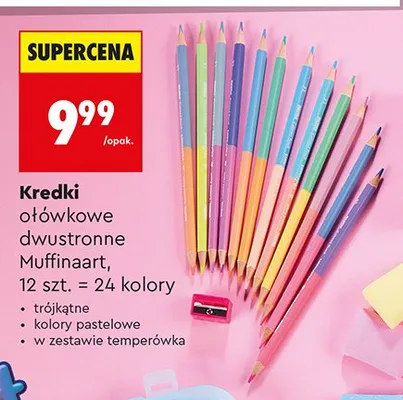 Kredki ołówkowe dwustronne Astra Muffinaart promocja w Biedronka