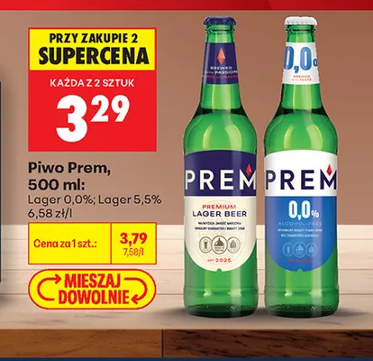 Piwo Prem Lager 5,5% promocja w Biedronka
