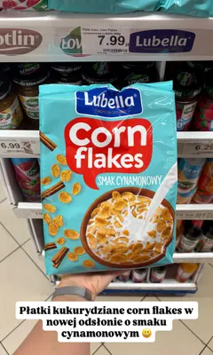 Płatki kukurydziane Lubella Corn Flakes o smaku cynamonowym promocja w Dino