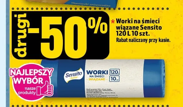 Worki na śmieci wiązane 120 l Sensito promocja w TOPAZ